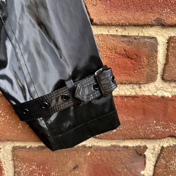 Jane Post $595 High Gloss Trench Coat black womens medium NEW - Picture 12 of 16